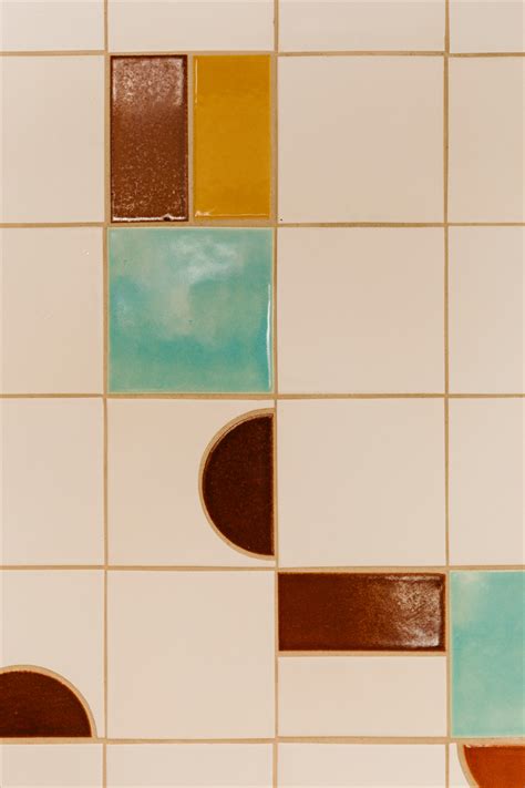 Mid Mod Squares | Modern bathroom tile, Vinyl tile backsplash, Retro tiles