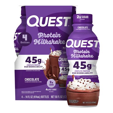 Quest Nutrition 45g High Protein Chocolate Flavored Milkshake Ready to Drink 4 Count - Walmart.com