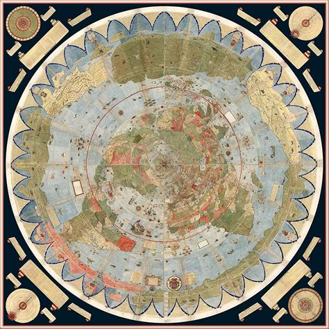 Amazon.com: 1587 Flat Earth Map of the World Urbano Monte Historic Wall Poster Globe Model (3 ...