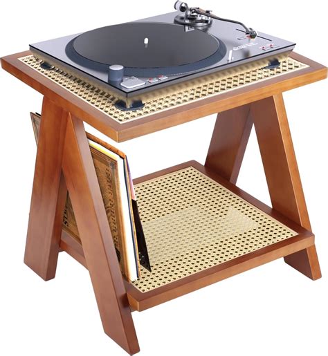 Amazon.com: Rattan Record Player Stand,2 Tier Handmade Turntable Stand ...