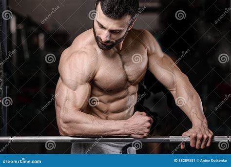 Handsome Fitness Model Train in the Gym Gain Muscle Stock Image - Image ...