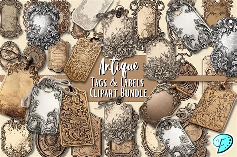 Antique Tags & Labels PNG Clipart Bundle Graphic by Emily Designs ...
