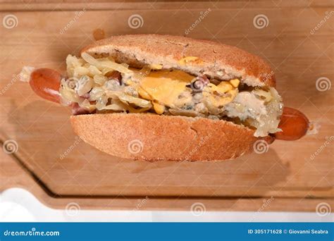 Currywurst German Hot Dog Street Food Bread Sausage and Sauerkraut ...