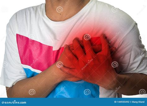 Man Chest Pain from Acid Reflux or Heartburn, Isolated on White Background Stock Photo - Image ...