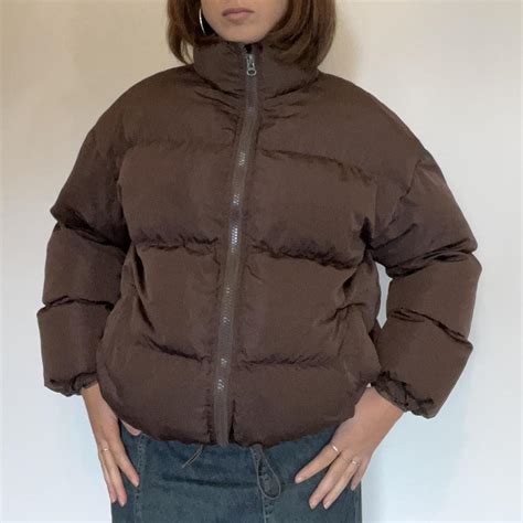 Brown puffer jacket 💙 seen on size 8/10. In perfect... - Depop
