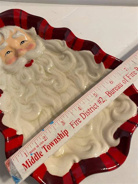 Vintage Santa Platter Candy Dish 3D Ceramic Dish 10.5x7 Christmas ...