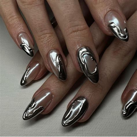 Pin by Taylor Mitnick on Nails | Metallic nails design, Silver nail art ...