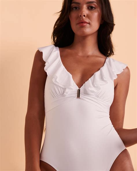 SANTEMARE RUFFLE One-piece Swimsuit - White | Bikini Village