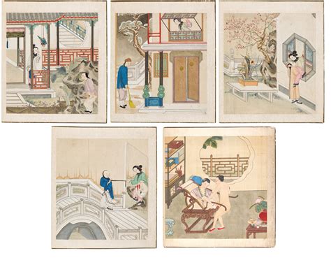 A SET OF FOUR CHINESE EROTIC PAINTINGS, QING DYNASTY, 19TH CENTURY ...