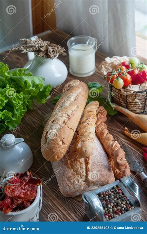 Assortment of Different Types of Bread. Italian Ciabatta Bread ...