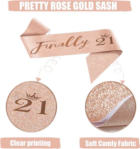 Rose Gold 21th Birthday Decoration Kit, Including Birthday Sash, Crown ...