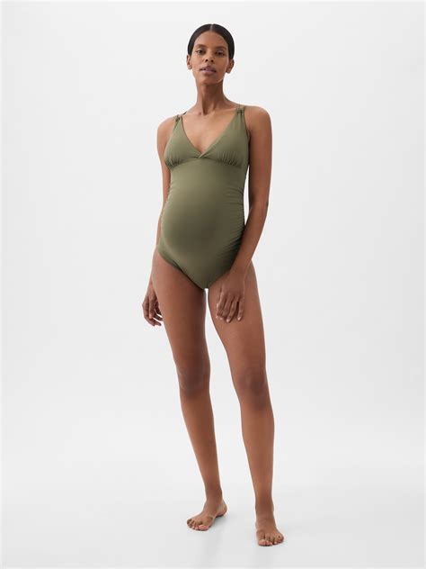 Maternity Strappy V-Neck One-Piece Swimsuit | Gap
