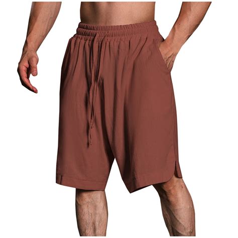 Diufon Cotton Line Mens Shorts Elastic Waist Drawstring Lounge Shorts ...