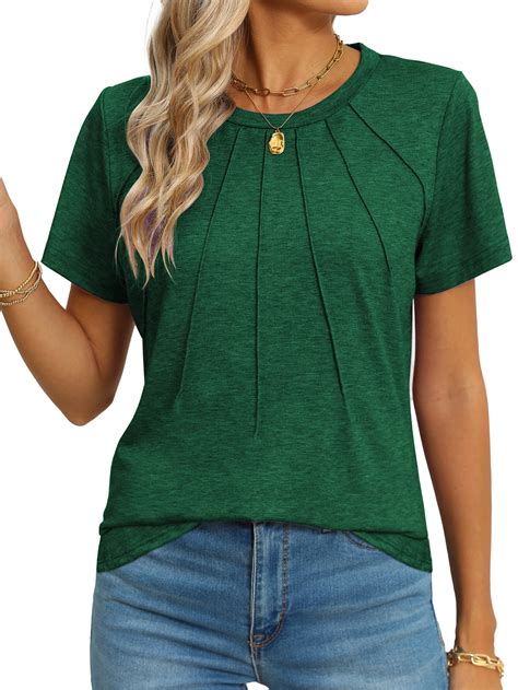 Rosvigor Women's Short Sleeve Blouses Casual Dressy Summer Tops with ...