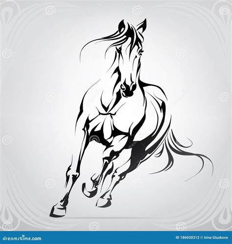 Vector Silhouette of a Running Horse. Vector Illustration Stock Vector - Illustration of ...