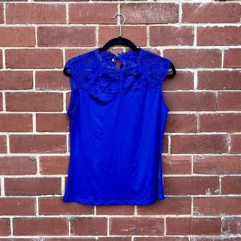 Blue Satin Vest With Panelled Lace Chest🖤 Elevate... - Depop