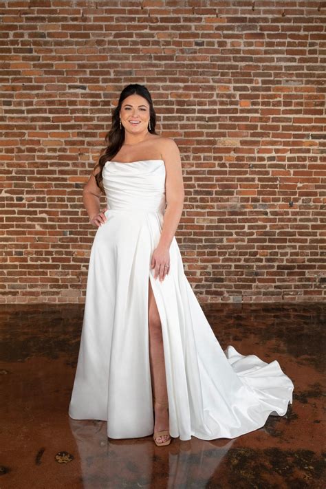 A Line Strapless Wedding Dress