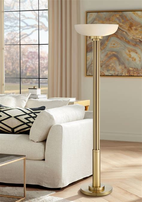 Torchiere Floor Lamp With Photo Cell Led Floor Lamp Modern Milky Glass