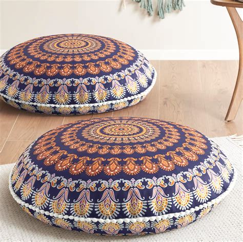 Codi Meditation Floor Pillows Set of 2, Round Large Pillow Seating for ...