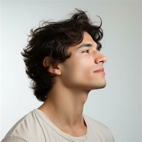 side view of a handsome young man face on white background generative ...