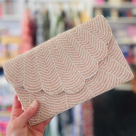 Blush Shell Beaded Clutch - Habeo Australia