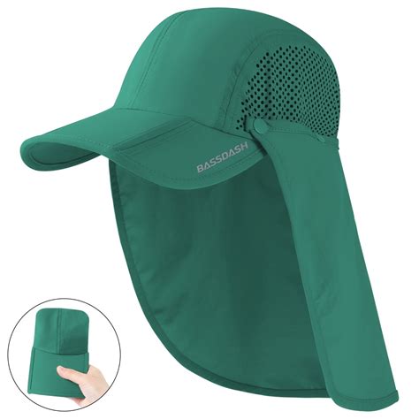BASSDASH UPF 50+ Foldable Fishing Hat Baseball Cap with Removable Neck ...