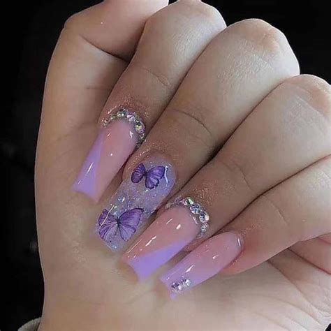Purple Glitter Acrylic Nails