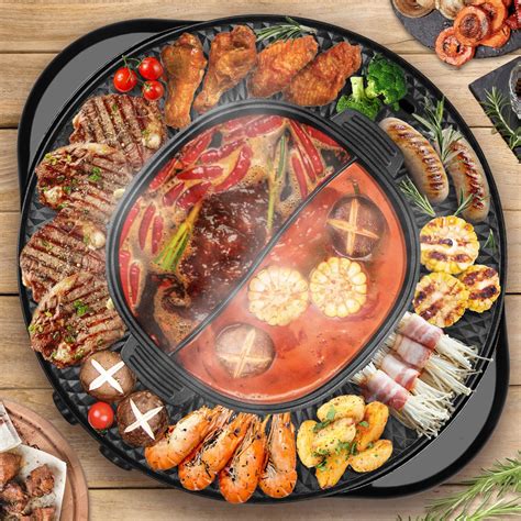 Soupify Hot Pot with Grill, 2-IN-1 Electric Hotpot Pot Korean BBQ Grill ...