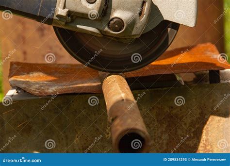 A Grinder is Used To Cut a Metal Pipe Stock Image - Image of circle ...