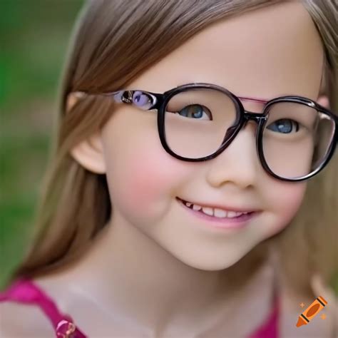 Portrait of a cute nearsighted girl with glasses on Craiyon