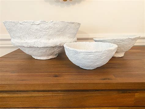 Paper Mache Bowl White Papier-MÂCHÉ Bowl Vintage Inspired | Etsy