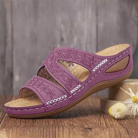 Jacenvly 2024 New Women's Multi-Color Embroidered Sandals with Wedge ...