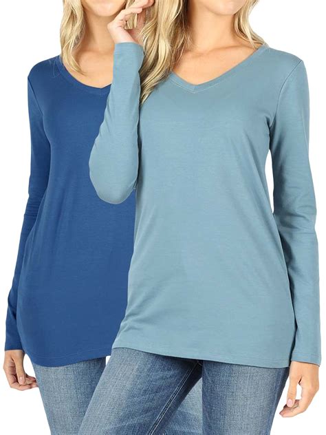 Women's Long Sleeve Cotton V Neck T Shirts at Dewey Mercer blog