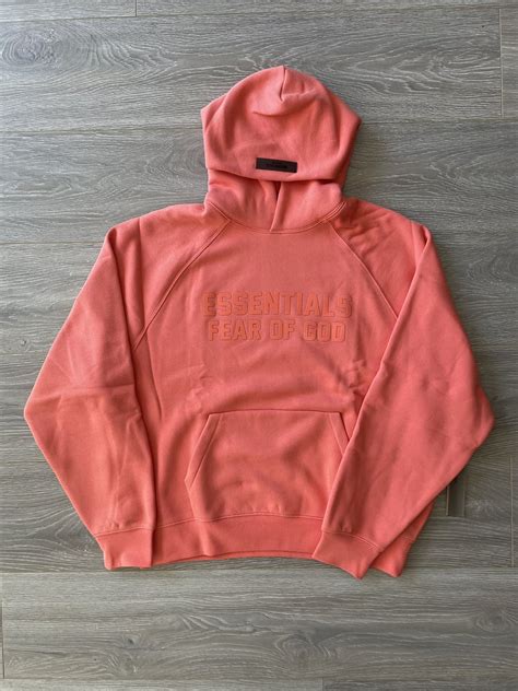 Essentials × FOG × Fear of God Fear of God Essentials Coral Hoodie ...