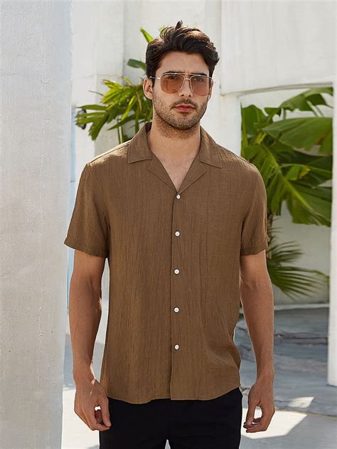 Men Textured Button Front Shirt | Shirt outfit men, Casual shirts for ...