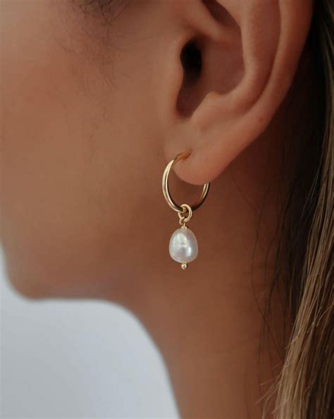 Pearl Hoop Earrings | Unique pearl earrings, Pearl earrings dangle ...