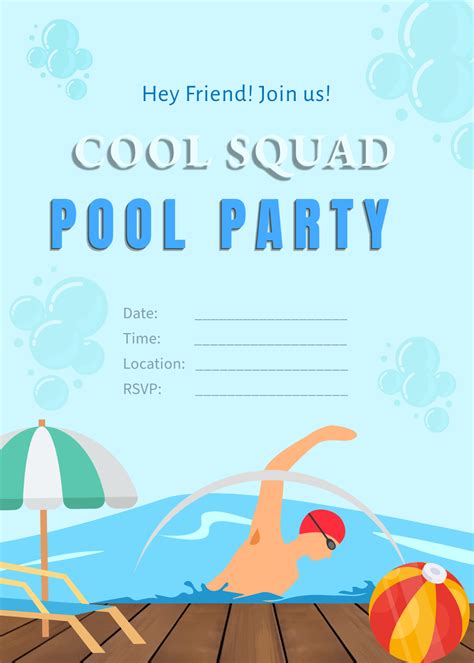 Teen Pool Party Invitations Templates