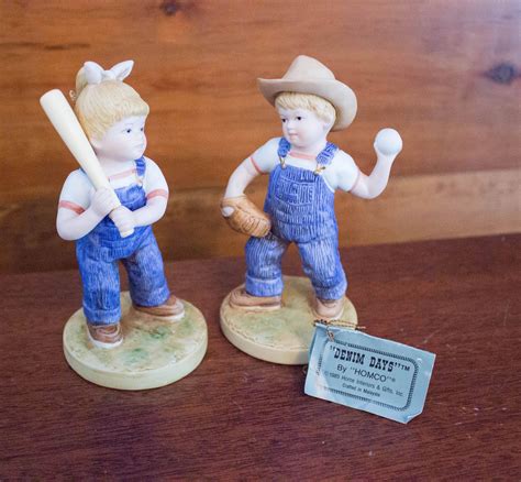 1985 Denim Days by Homco "Let's Play Ball" 1522 Collectible Figurine ...