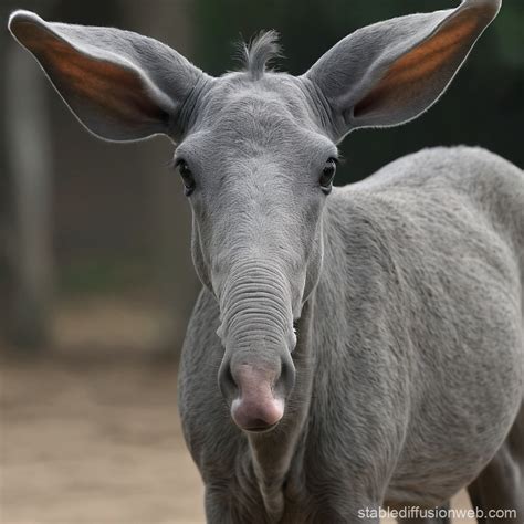 Gray Animal with Long Nose and Big Ear | Stable Diffusion Online