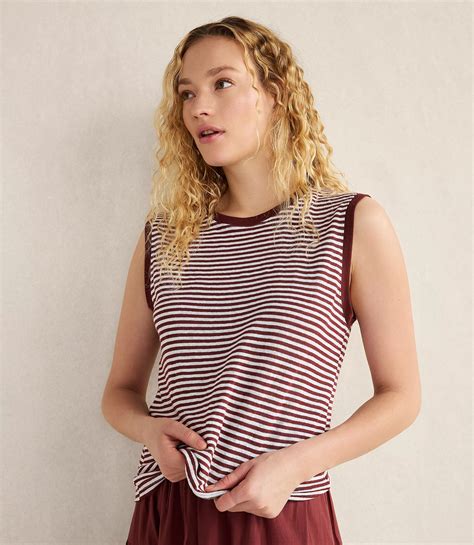 Haven Well Within Linen Stripe Crewneck Tank