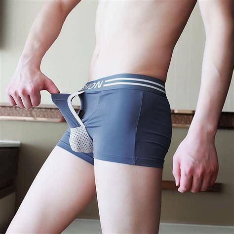 PEASKJP Men's Underwear Boxer Briefs Cotton Regular Long Mens Boxer ...
