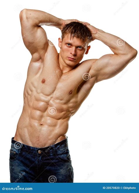 Muscle Wet Naked Young Man Posing Stock Photo - Image of drops, rough ...