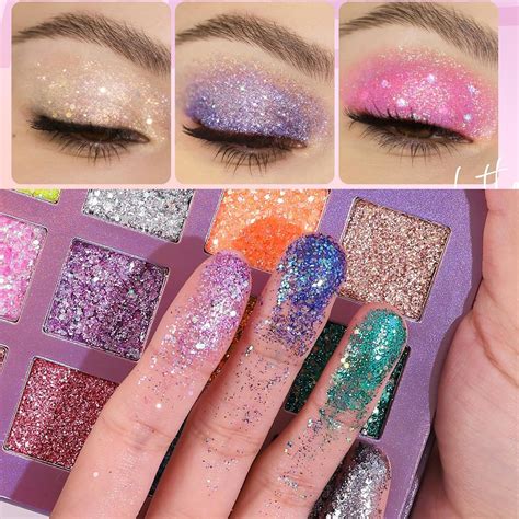Rechoo 15 Colors Glitter Eyeshadow Palette - Professional Sparkly ...