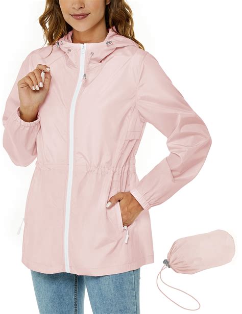 Avoogue Womens Raincoat Waterproof Rain Jacket Lightweight Packable ...