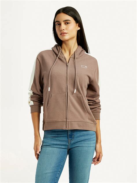 Women's Solid Brown Hooded Sweatshirt – Levis India Store