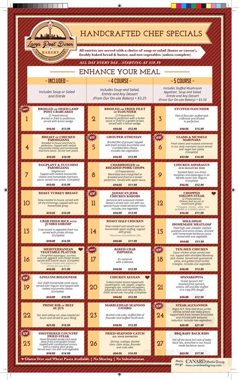 Lamp Post Diner menu in Clementon, New Jersey, USA