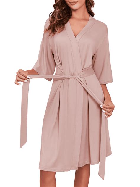 Oudiya Women's Short Robes Lightweight Kimono Bathrobes Knit Soft ...