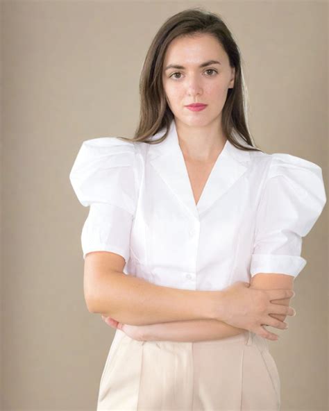 White Puff Sleeve Blouse - Short Sleeve White Blouse | ADKN UK