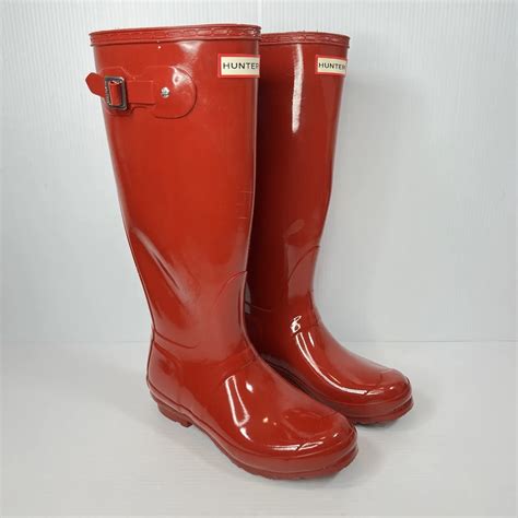 Glossy Red Hunter Rain Boots