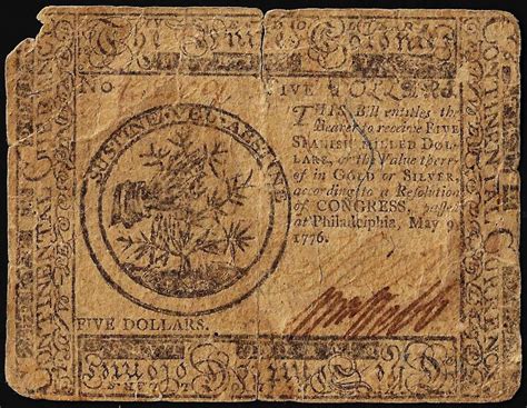 May 9, 1776 $5 Continental Currency Note